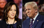Side by side photos of Vice President Kamala Harris and former President Donald Trump 