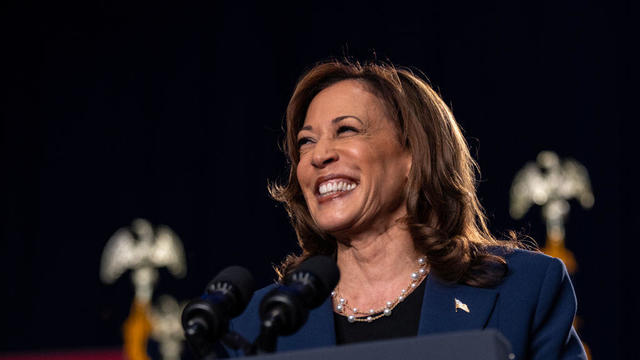 Vice President Kamala Harris smiles during a campaign stop in Wisconsin 