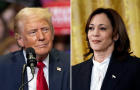 Side-by-side photos of former President Donald Trump and Vice President Kamala Harris 