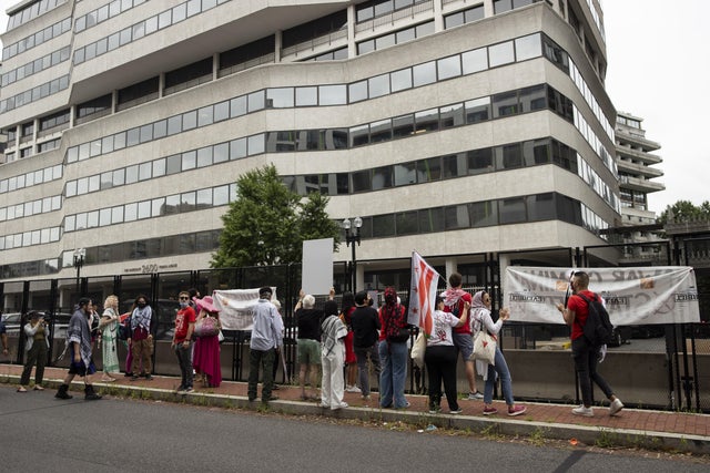 Pro-Palestinian activists held a rally outside The Watergate Hotel 