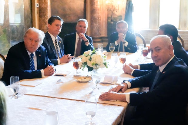 Republican presidential candidate former President Donald Trump meets with Israeli Prime Minister Benjamin Netanyahu at his Mar-a-Lago estate, Friday, July 26, 2024, in Palm Beach, Florida.