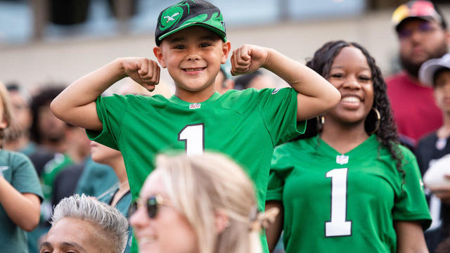 Fans cheer for the Philadelphia Eagles during training camp in 2023. 
