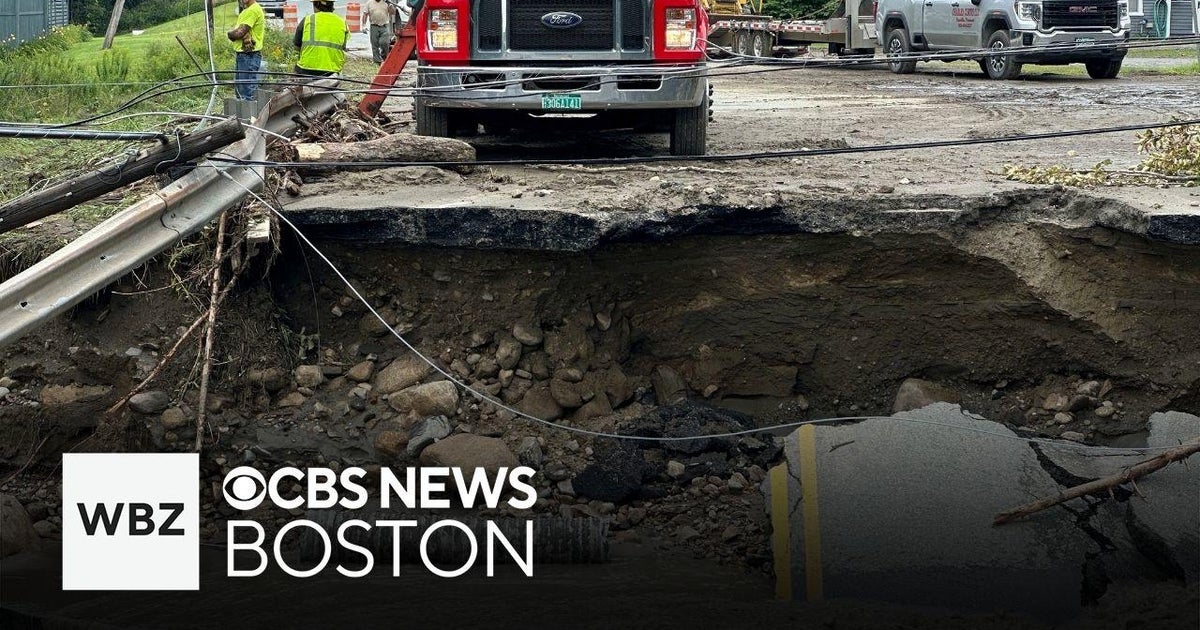 Flash floods wash away roads in Vermont - CBS Boston