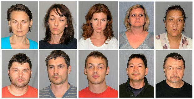 This combo of undated booking photos provided by U.S. Marshals on Thursday July 29, 2010 shows 10 unregistered foreign agents for Russia.