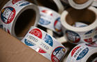 Rolls of "I Voted" stickers are stored at the Maricopa County Tabulation and Election Center on June 3, 2024. 