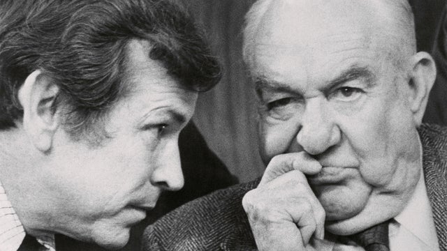 Howard Baker and Sam Ervin Conferring 