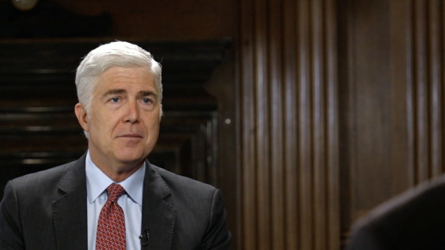 Supreme Court Justice Neil Gorsuch is interviewed by CBS News' Major Garrett. 