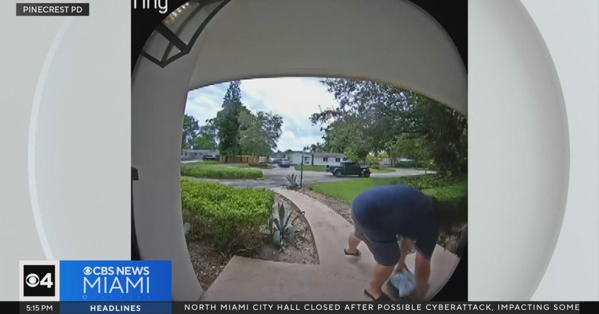 Pinecrest Police searching for porch pirate caught on camera - CBS Miami