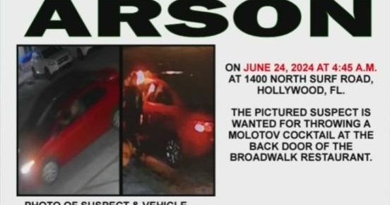 Hollywood police are looking for a man wanted for arson on the beach Hollywood police are looking for a man wanted for arson on the beach