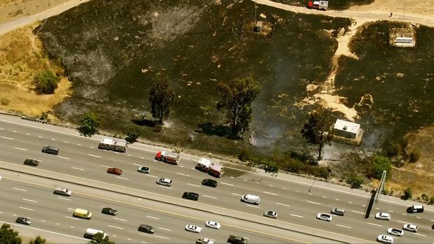 San Jose Highway 280 grass fire 