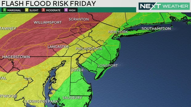 Flash flood risk Friday 