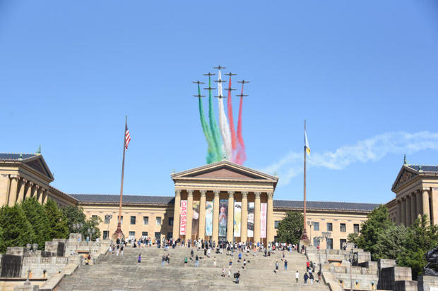 Italian fighter jets fly over Philadelphia 