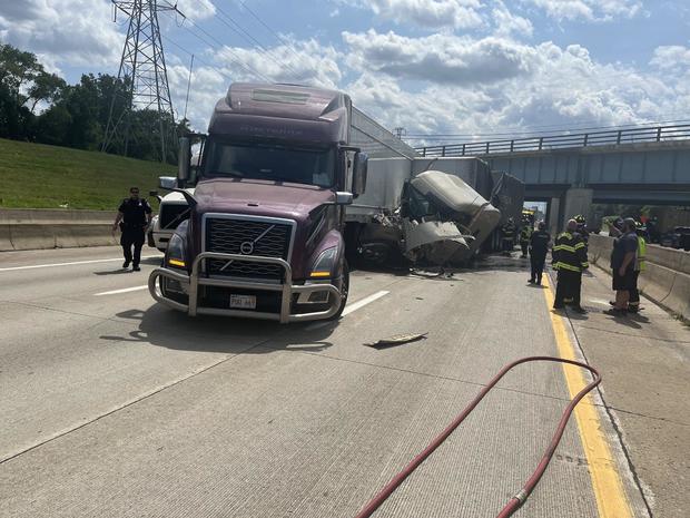 I-94 in Dearborn closes after four semi-truck crash and fire 