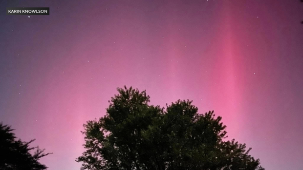 Northern lights in Palmer Township, Pennsylvania, Aug. 12, 2024 