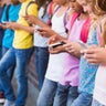 pupils using mobile phone 