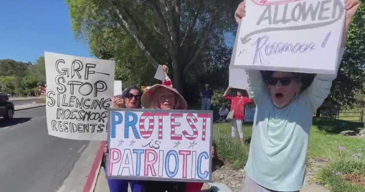 Pensioners from Rossmoor protest against property management’s restriction of freedom of expression