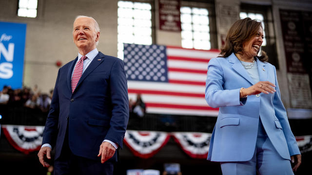 President Biden and Vice President Kamala Harris take the stage at a campaign rally at Girard College on May 29, 2024 in Philadelphia, Pennsylvania. 