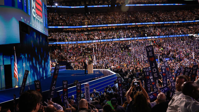 President Biden speaks onstage during the first day of the Democratic National Convention at the United Center on August 19, 2024 in Chicago, Illinois. 