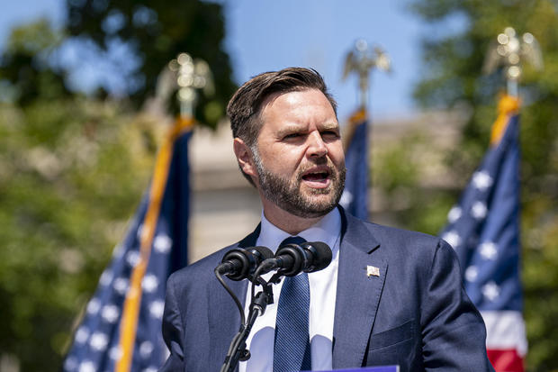 Republican vice presidential candidate, Sen. J.D. Vance, addresses the audience at a campaign rally on August 20, 2024 in Kenosha, Wisconsin. 