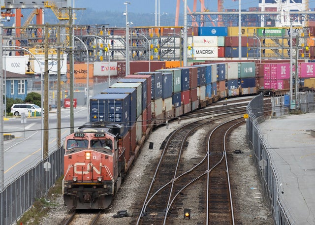 A Canadian National Railway freight train