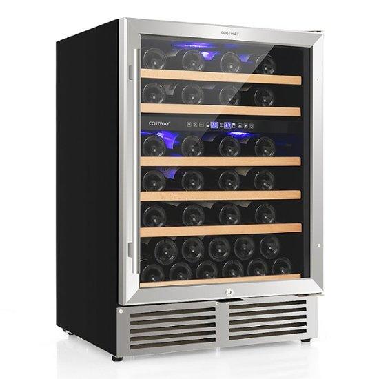 Costway 24 Inch Wine Cooler 51 Bottles Dual Zone Wine Refrigerator