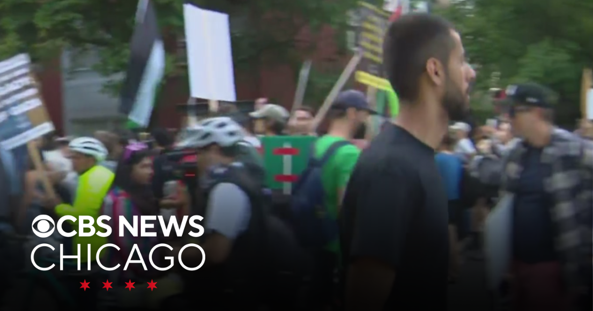 Protesters begin marching on last night of DNC - CBS Chicago