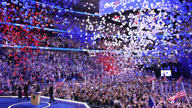 Balloons drop during the Democratic National Convention in Chicago 