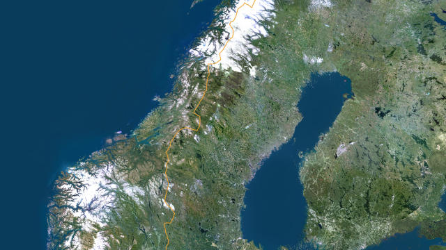 Norway, Europe, True Colour Satellite Image With Border 