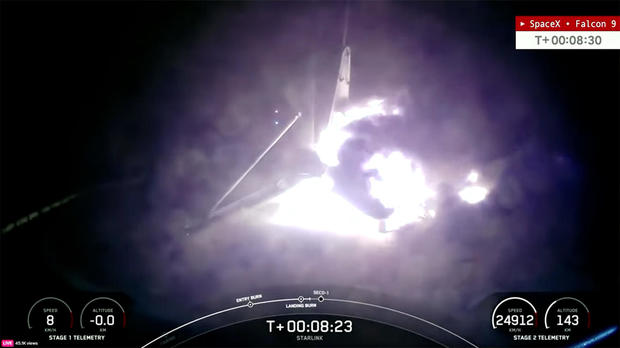 At the moment of touchdown, flames erupted and one landing leg collapsed.