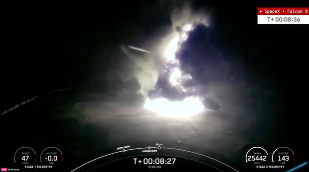 The rocket then toppled over into the Atlantic Ocean.