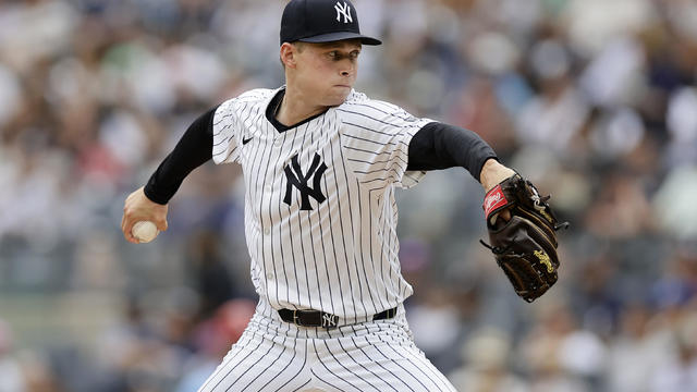 Will Warren #98 of the New York Yankees pitches during the first inning against the St. Louis Cardinals at Yankee Stadium on August 31, 2024 in New York City. 