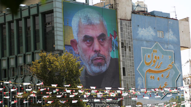 Posters featuring Hamas' new political chief Sinwar in Tehran 