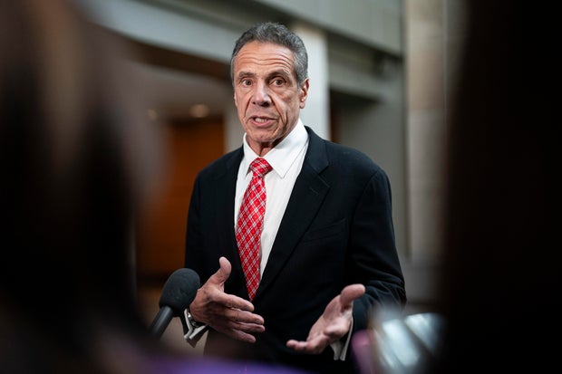 Former Gov. Andrew Cuomo speaks to reporters following a closed-door interview with the House Oversight and Accountability Subcommittee on Coronavirus Pandemic on Capitol Hill, on June 11, 2024 in Washington, DC.