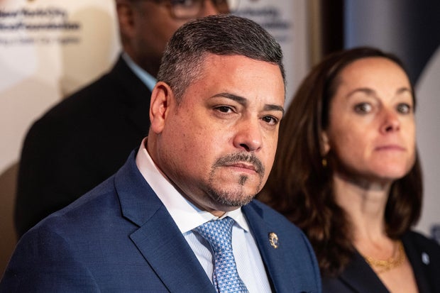 Police Commissioner Edward Caban speaks to press after '