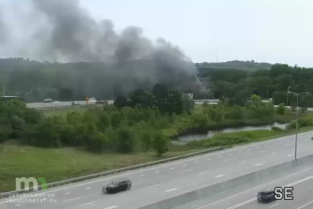 mounds view dump truck crash fire i35w highway 10 