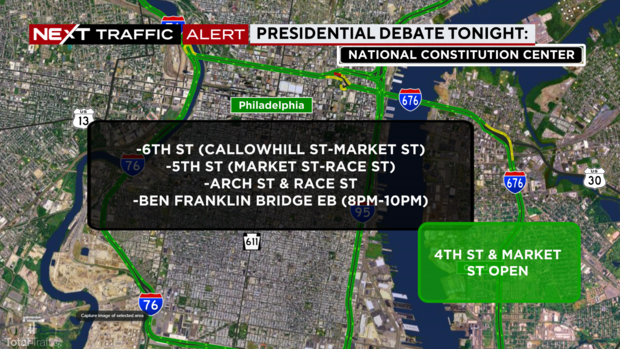 Presidential debate traffic info 