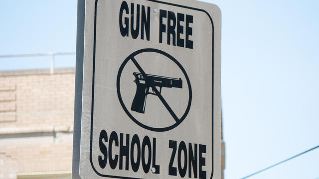 Gun free school zone sign in Atlantic city, NJ, USA 