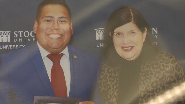 Irvin Moreno-Rodriguez poses for a photo with his mentor, Gail Rosenthal 