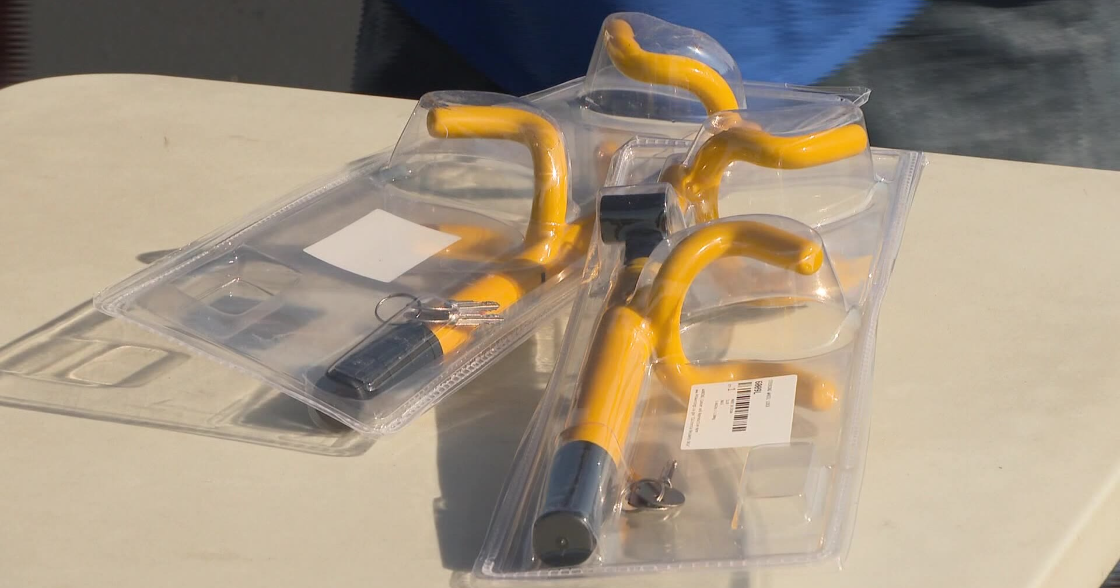 AAA hosts steering wheel lock giveaway AAA hosts steering wheel lock giveaway