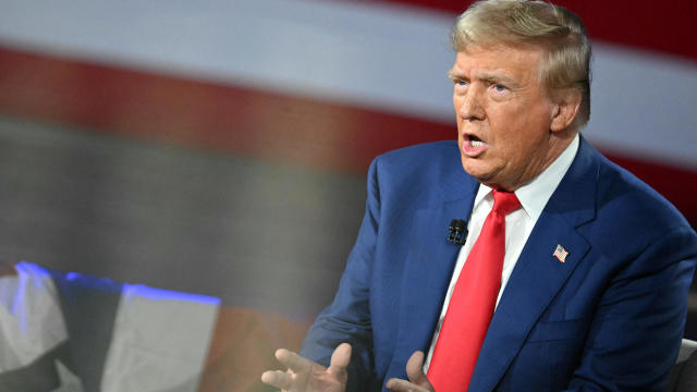 Former President and Republican presidential candidate Donald Trump takes part in a town hall moderated by Fox News broadcaster Sean Hannity at the New Holland Arena in Harrisburg, Pennsylvania, on September 4, 2024. 