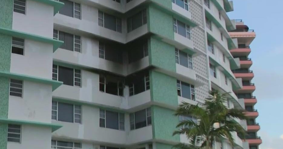 Fire erupts in apartment at Miami Beach highrise - CBS Miami