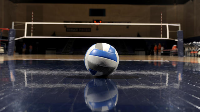 Volleyball in an empty gym 