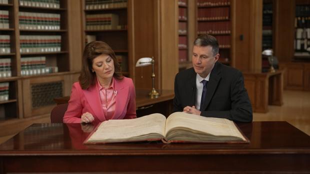 Norah O'Donnell and Trevor Plante and National Archives Director of Textual Records Trevor Plante 