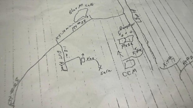 The map Lewis Lent drew for detectives.