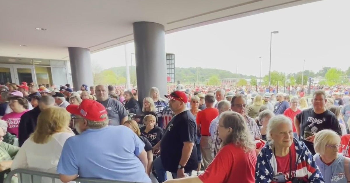 Trump supporters line up for rally at IUP in Western Pennsylvania - CBS ...