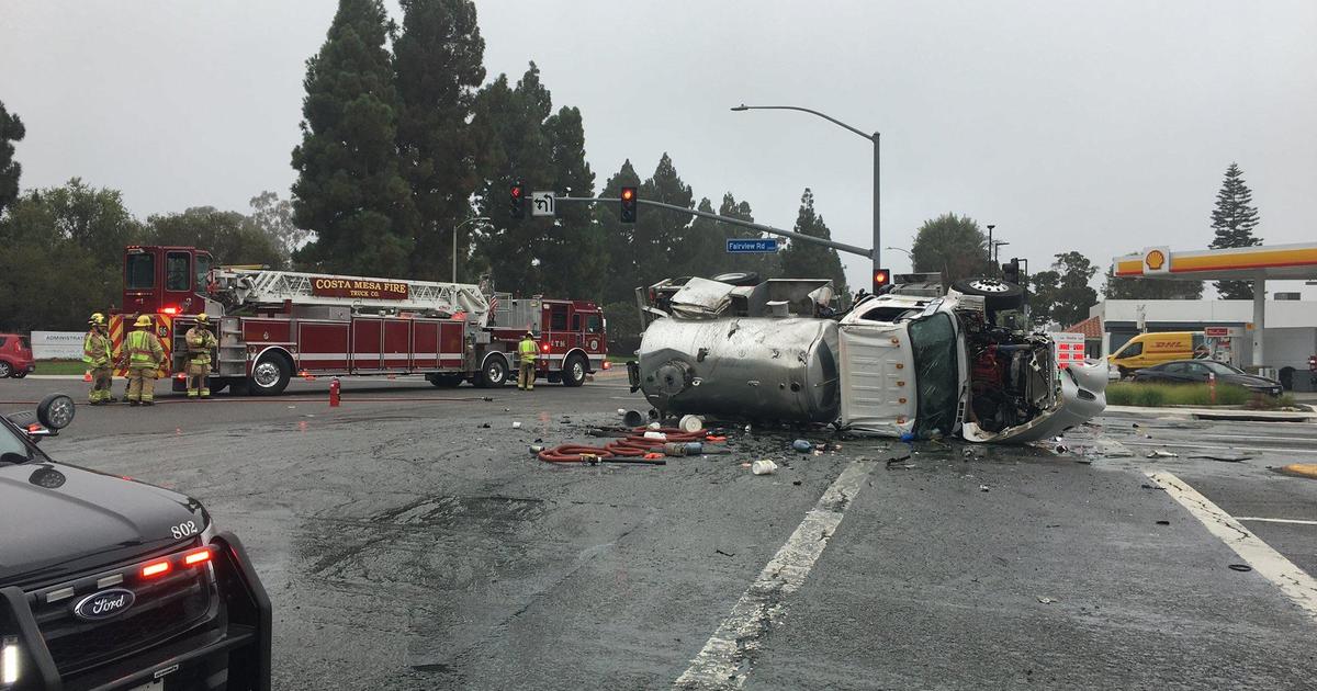 Costa Mesa intersection closed for 6 hours after truck driver dies in violent crash