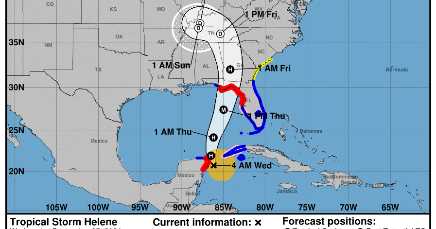 Maps show track of Hurricane Helene What to know about possible paths and storm surge  CBS News