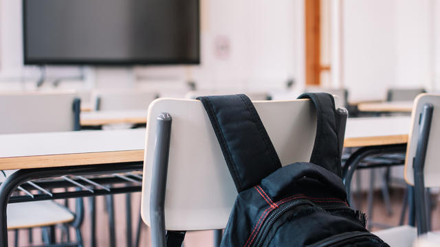 School bag in a classroom 