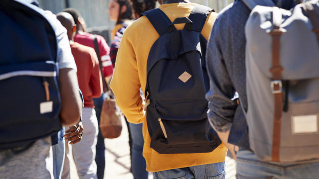 Male and female adult students walking at campus 