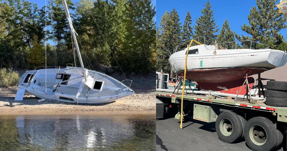 Abandoned boat that washed up on Tahoe shore removed and destroyed – CBS News